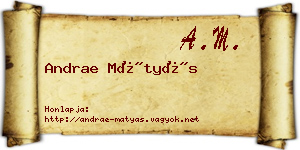 Andrae Mátyás névjegykártya
