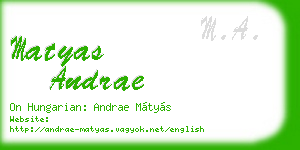 matyas andrae business card