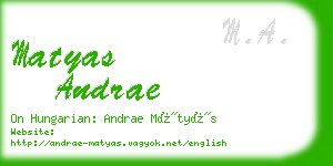matyas andrae business card